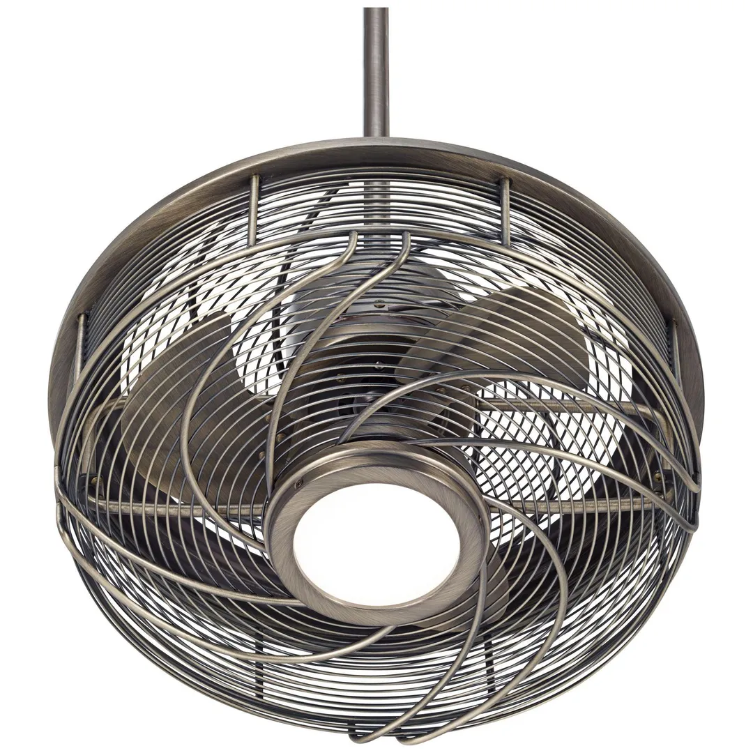 Casa Vieja 17" Casa Vieja Modern Outdoor Ceiling Fan with Light LED Cage Antique Bronze Frosted White Glass Damp Rated for Patio Porch, photo 7 of 7