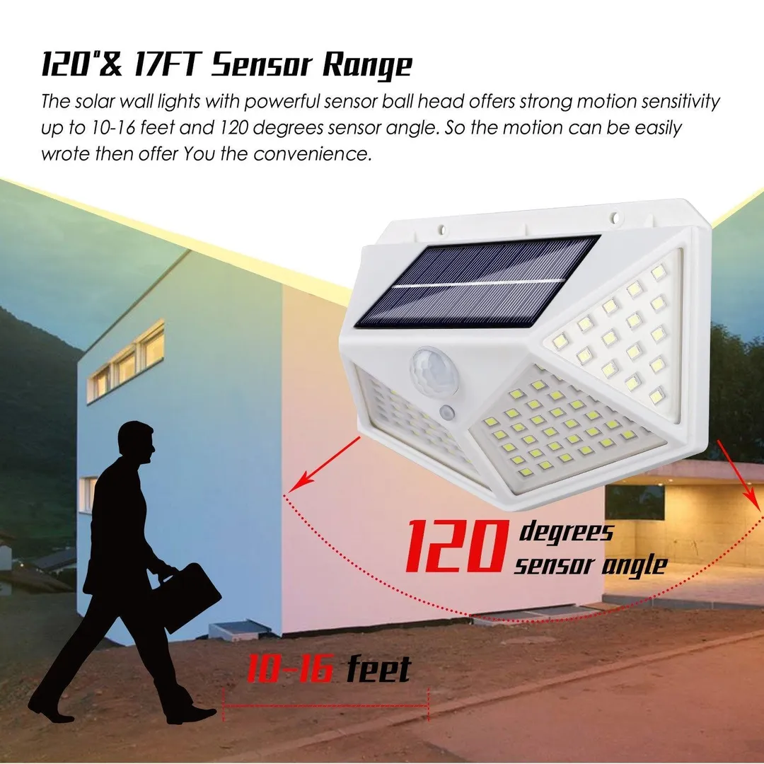 EEEkit Solar Lights Outdoor 100 LED, 3 Working Modes Wireless Motion Sensor Light Wall Lights with 270° Wide Angle, Security Solar Powered Lights for Front Door, Yard, Garage, Garden, Patio, Porch, 1/2 Pack, photo 4 of 9