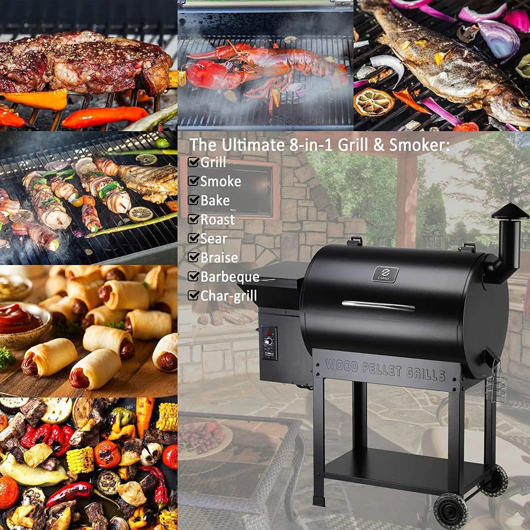 Z Grills ZPG-7002 Wood Pellet Grill & Smoker, 8 in 1 BBQ Grill Auto Temperature Control, 700 sq inch Cooking Area, Black, photo 4 of 6