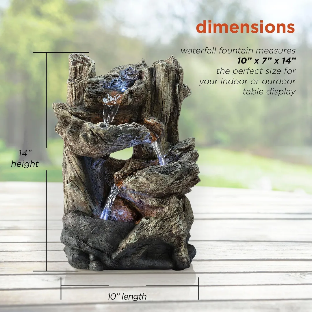 Alpine Corporation Tiered Log Tabletop Fountain with LED Lights, photo 3 of 11