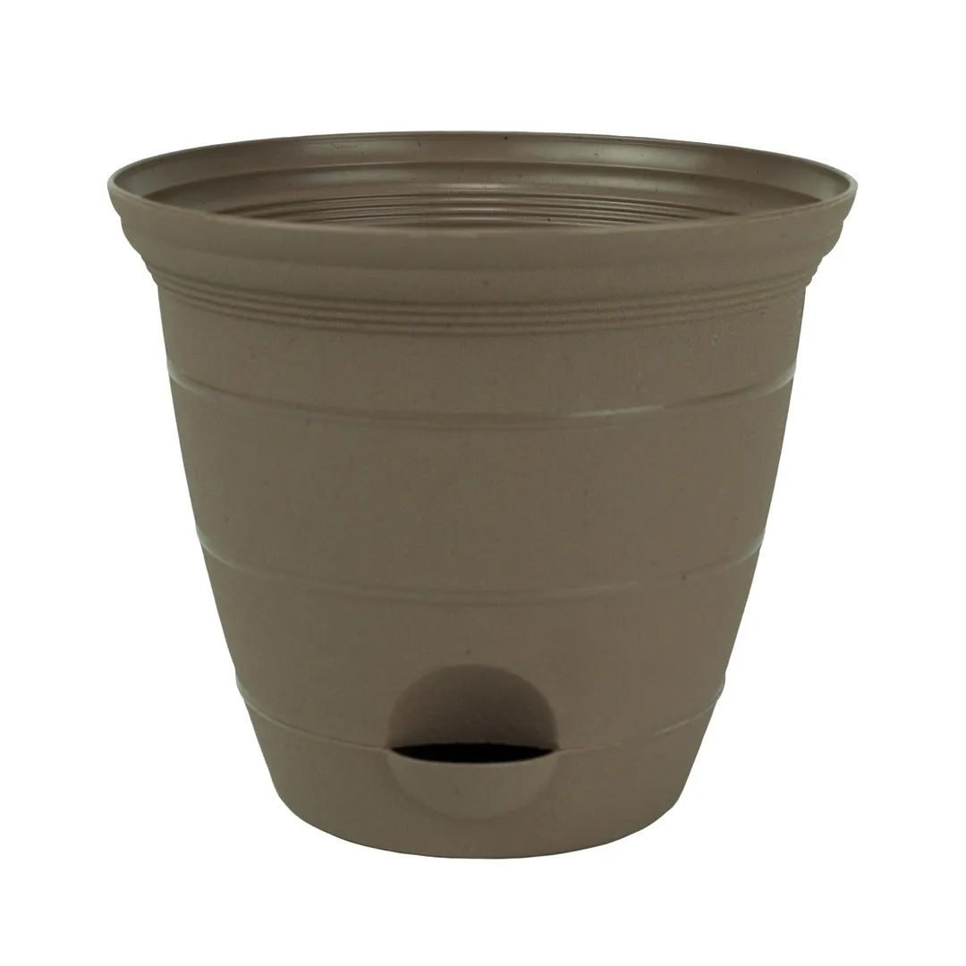 3 Pack 8 Inch Plastic Self Watering Flower Plant Pot Garden Potted Planter, Sandalwood, photo 3 of 5