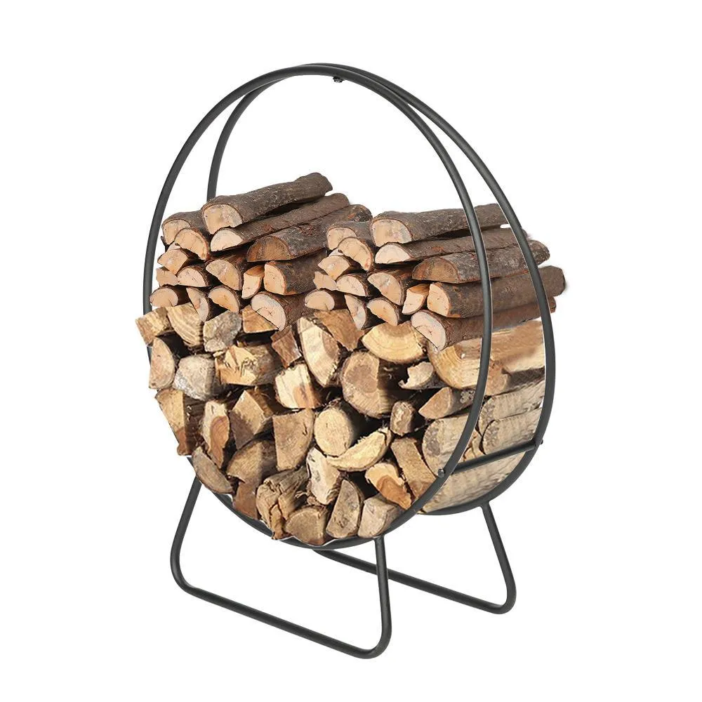 Ktaxon 24 Inch Heavy Duty Outdoor Fireplace Firewood Storage Rack Log Hoop, photo 2 of 5