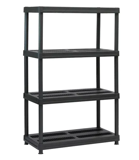 36 in wide · 24 in deep · 56 in high 4-Shelf Resin Shelving, 600 lb Capacity Black