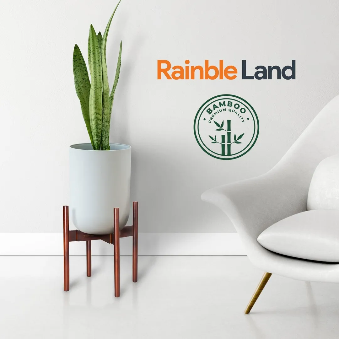 RainbleLand Indoor Plant Stand Adjustable Planter Stand - Bamboo Plant Stand Indoor Tall Plant Stand - Mid Century Plant Stands for Indoor Plants - Fits 8 9 10 11 12" Plant Stand Pot (No Pot Included), photo 4 of 5