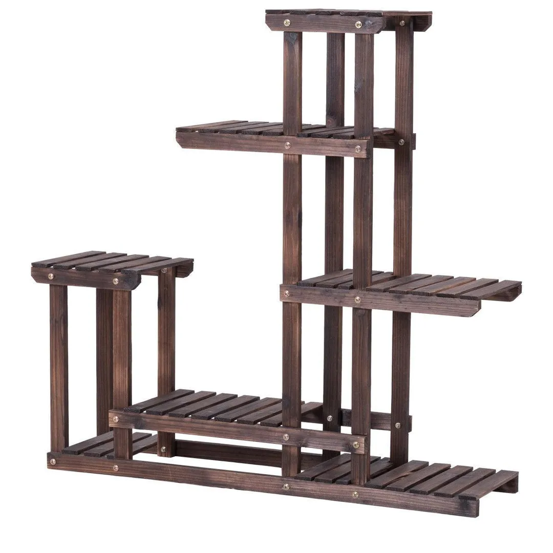 Costway Outdoor Wooden Flower Plant Stand - 6 Shelves, photo 8 of 9