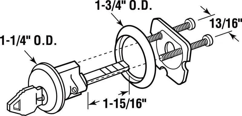 Prime-Line 6 in. W X 9.25 in. L X 1-3/4 in. D Diecast Rim Cylinder Lock, photo 2 of 2