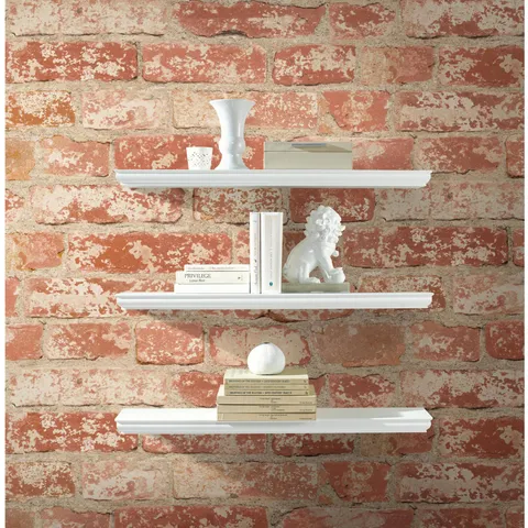 Stuccoed Red Brick Peel and Stick Wall Decor Wallpaper