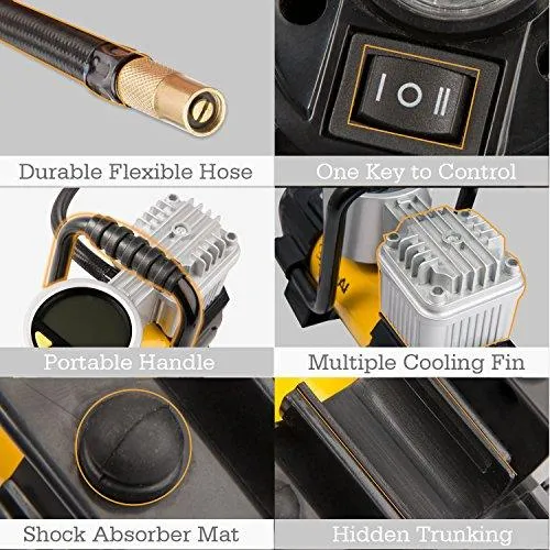 AstroAI Air Compressor Pump, 100 PSI 12V Electric Portable Digital Tire Inflator with Extra Nozzle Adaptors and Fuse for Car Bike Tires and Other Automobiles, photo 4 of 9