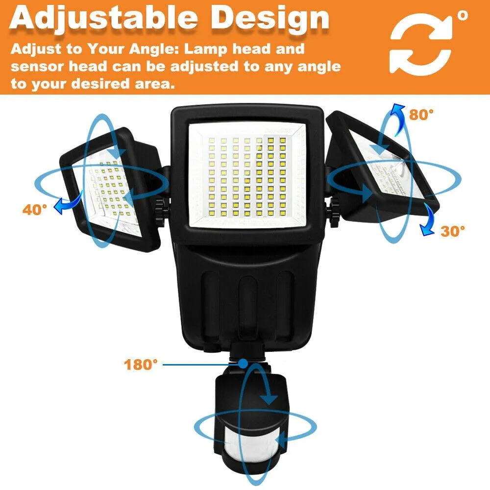 Costech Solar Lights Motion Sensor, Costech 182 LED 1000 Lumens Outdoor Sensor Light Weatherproof Triple Dual Head Outdoor Motion Sensor Fire Flood Light, Ultra-Bright for Patio, Deck, Yard, Garden, Driveway, photo 4 of 9