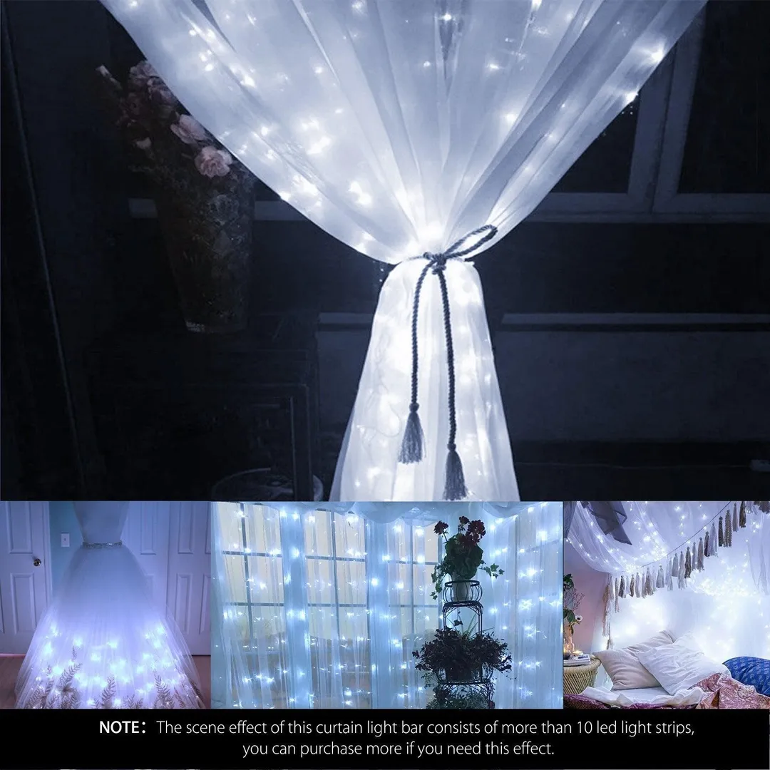 EEEkit 100 LED Fairy String Curtain Night Light for Indoor and Outdoor, Wedding, Christmas, Home Bedroom Wall Decoration, Party, photo 7 of 8
