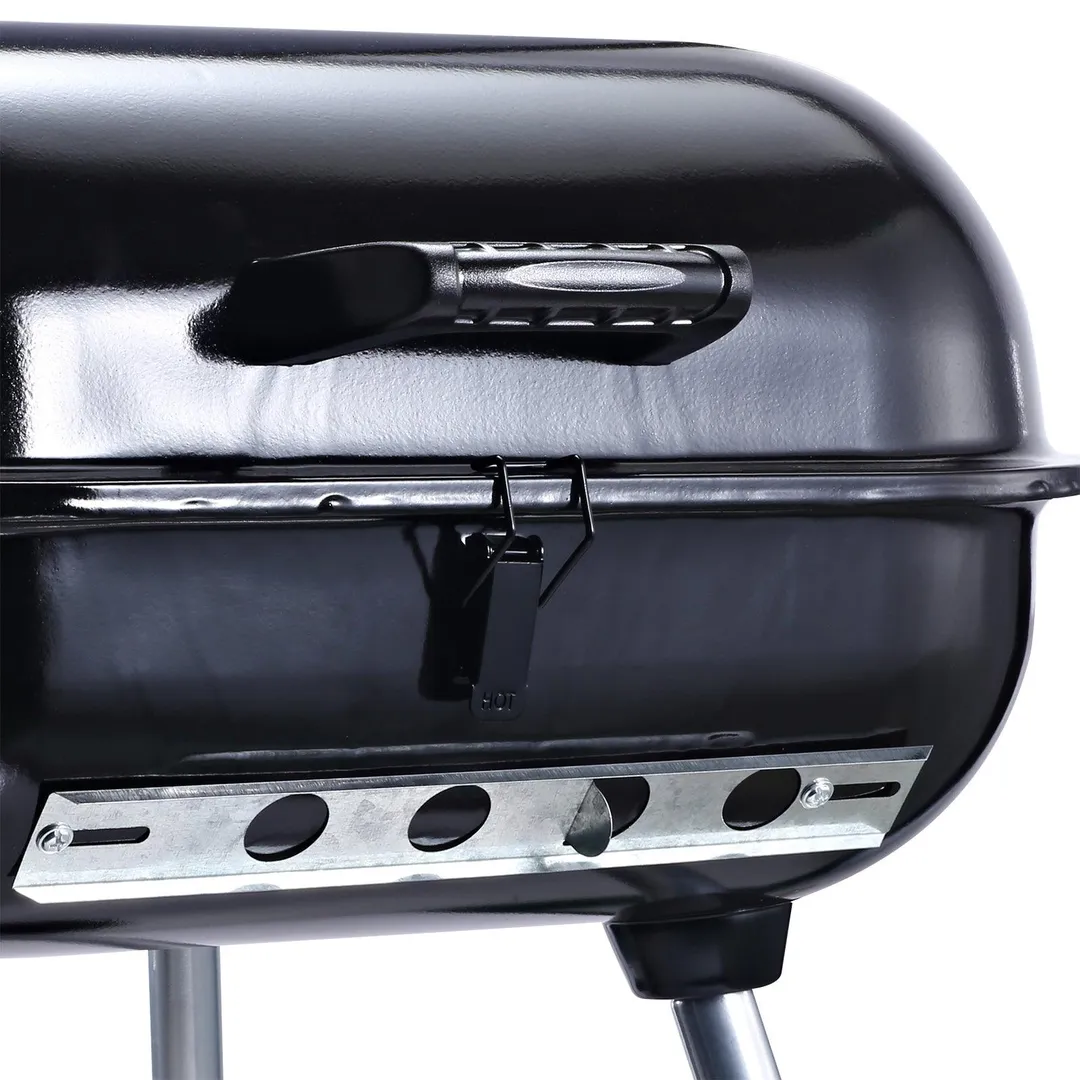 Outsunny 37.5" Steel Square Portable Outdoor Backyard Charcoal Barbecue Grill With Lower Shelf and Tray, photo 8 of 9
