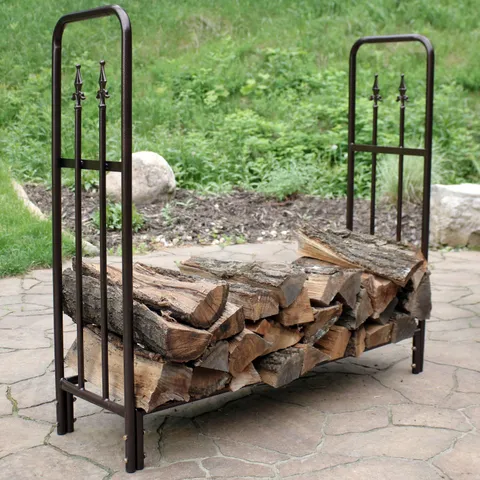 Sunnydaze Bronze Indoor-outdoor Decorative Firewood Storage Log Rack - 4-foot