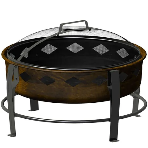 Landmann Bromley 26 Inch Antique Bronze Outdoor Patio Wood Burning Fire Pit