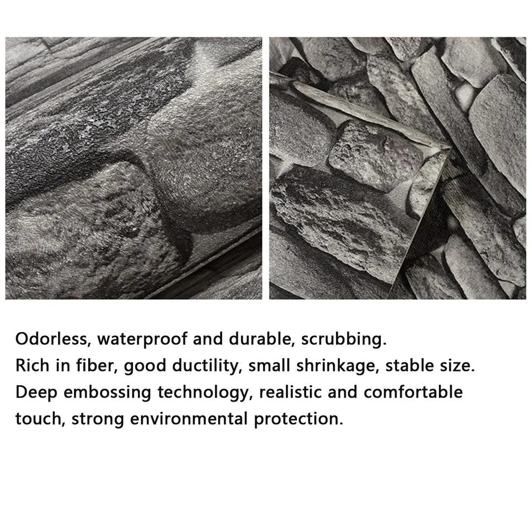 HALLOLURE Wall Décor Wallpaper Hadrian Stone Wall Peel & Stick Wallpaper Waterproof for Home Design and Room Decoration, Large Size 10m x 0.53m / 393.7'' x 21'', photo 2 of 7