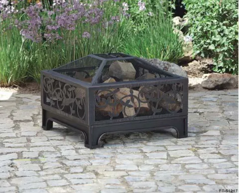Montreux 26 inch Square Steel Fire Pit, Antique Bronze