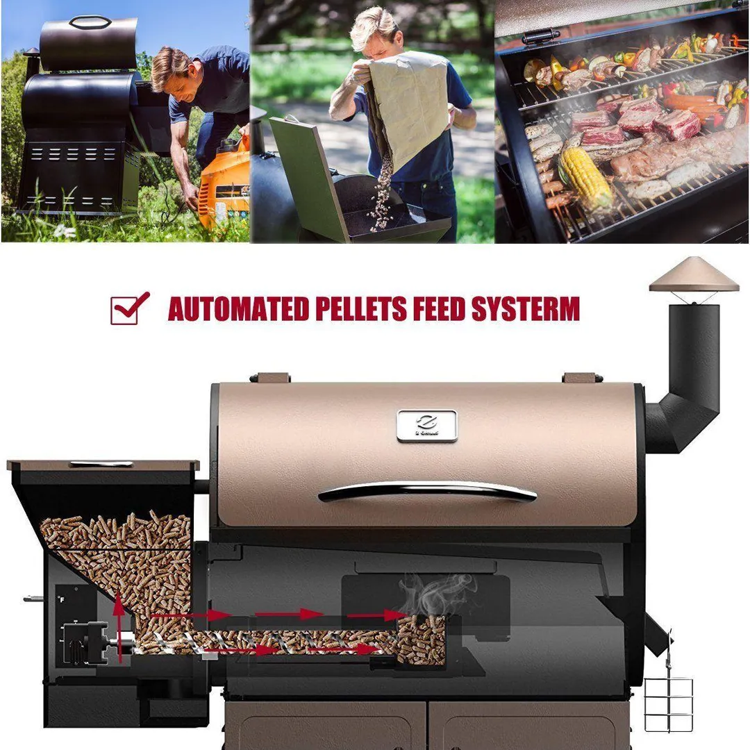Grills Wood Pellet Grill & Smoker with Patio Cover, 7 in 1- Grill,700 Cooking Area, Roast, Sear, Bake,Smoke, Braise and BBQ with Electric Digital Controls for Outdoor,Garden, photo 2 of 8
