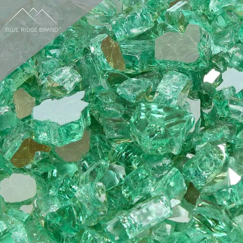 Fire Pit Glass - Green Reflective Fire Glass 1/2" - Reflective Fire Pit Glass Rocks - Blue Ridge Brand™ Reflective Glass for Fireplace and Landscaping 3