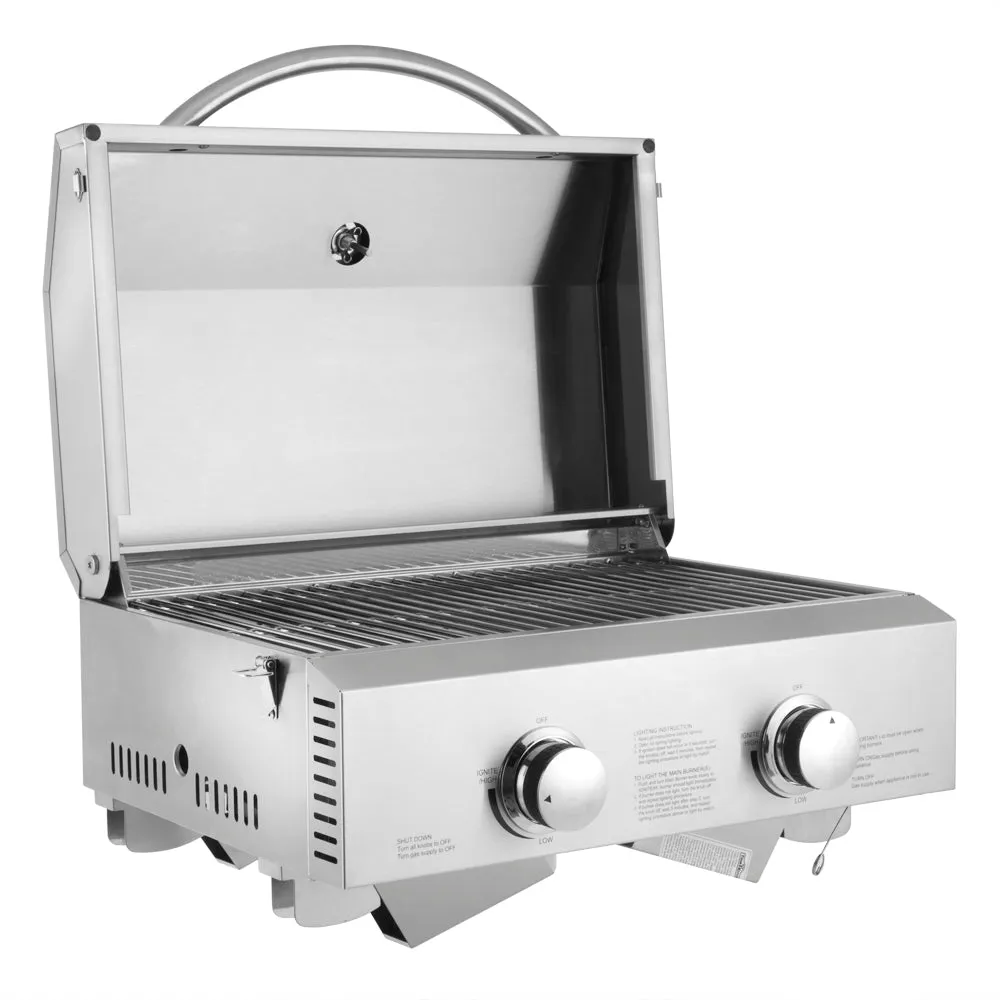 Zimtown Outdoor Tabletop Stainless Steel Propane Gas Grill Portable Two-Burner, photo 3 of 8