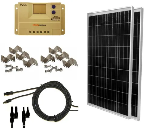 WindyNation 200 Watt Off-Grid Solar Panel Kit with P20L