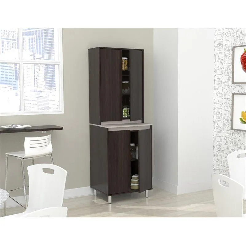 Inval AMBROSSIA Breakroom 4-Door Cabinet, Espresso and Amber Grey, photo 2 of 8