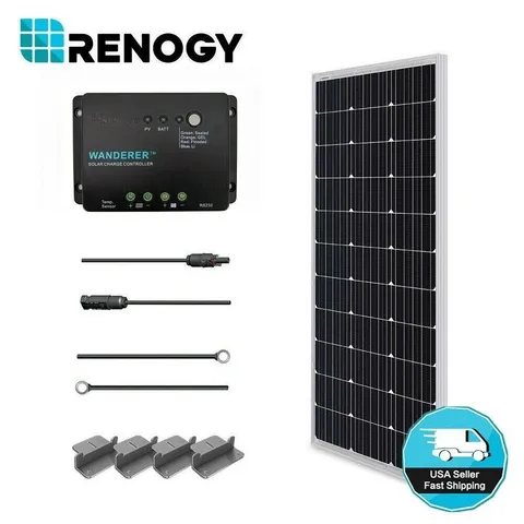 100W 12V Solar Panel Monocrystalline Off Grid Starter Kit with 30A Wanderer Charger Controller