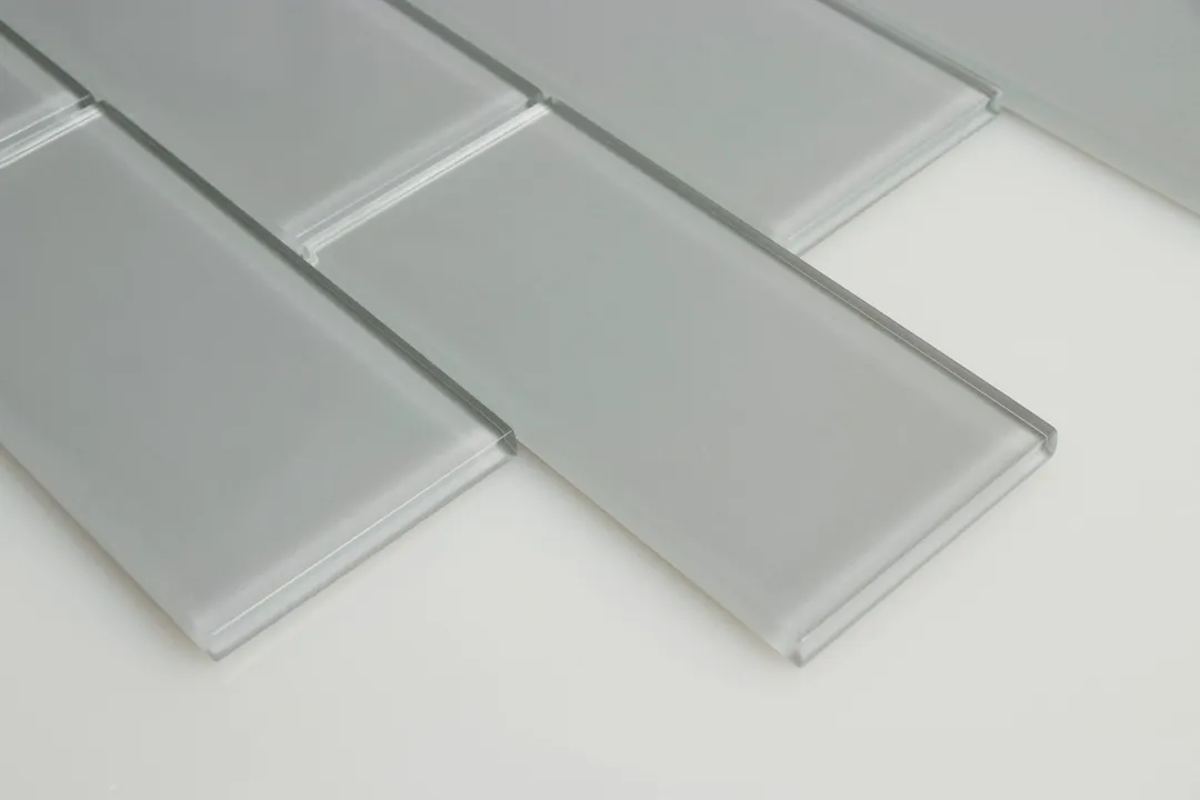 WS Tiles - Premium Soft Gray 3 in. x 6 in. Glass Subway 12 in. x 12 in. Mesh-Backed Wall Tile (5 sq. ft. / Case), photo 3 of 5