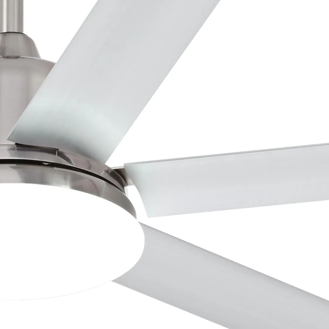 Casa Vieja 84" Casa Vieja Modern Outdoor Ceiling Fan with Light LED Dimmable Remote Control Brushed Nickel Damp Rated for Patio Porch, photo 3 of 6