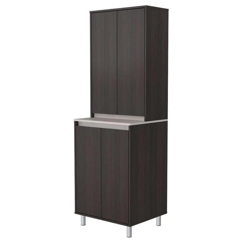Inval AMBROSSIA Breakroom 4-Door Cabinet, Espresso and Amber Grey, photo 4 of 8