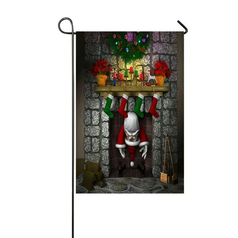 cartoon depicting Santa Claus fireplace Garden Flag Outdoor Flag Home Party Garden Decor 12 × 18 Inch