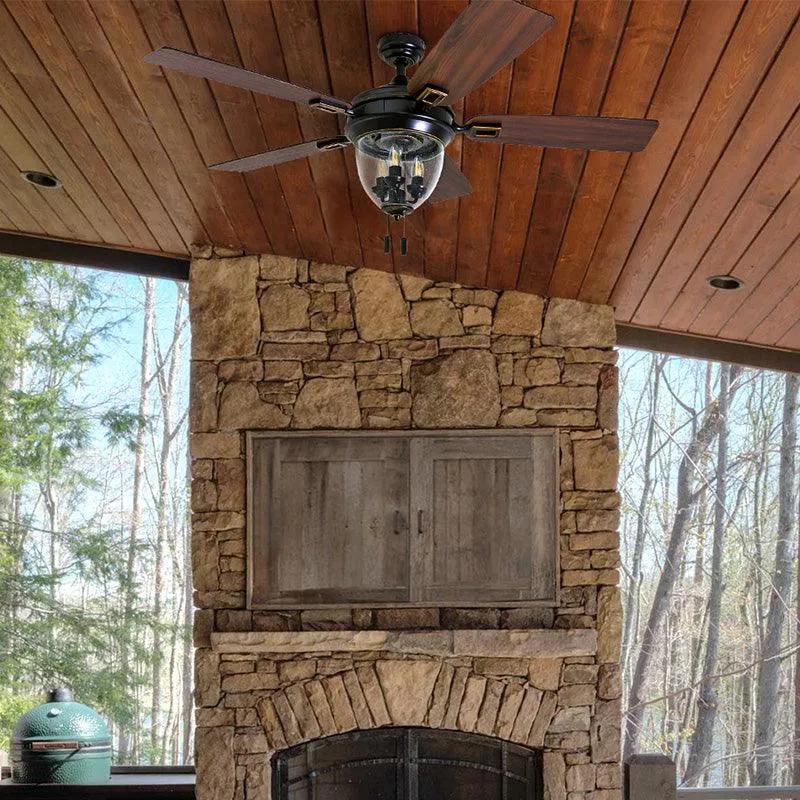 Honeywell Glencrest 52" Craftsman Industrial Oil Rubbed Bronze LED Outdoor Ceiling Fan with Light, photo 7 of 12