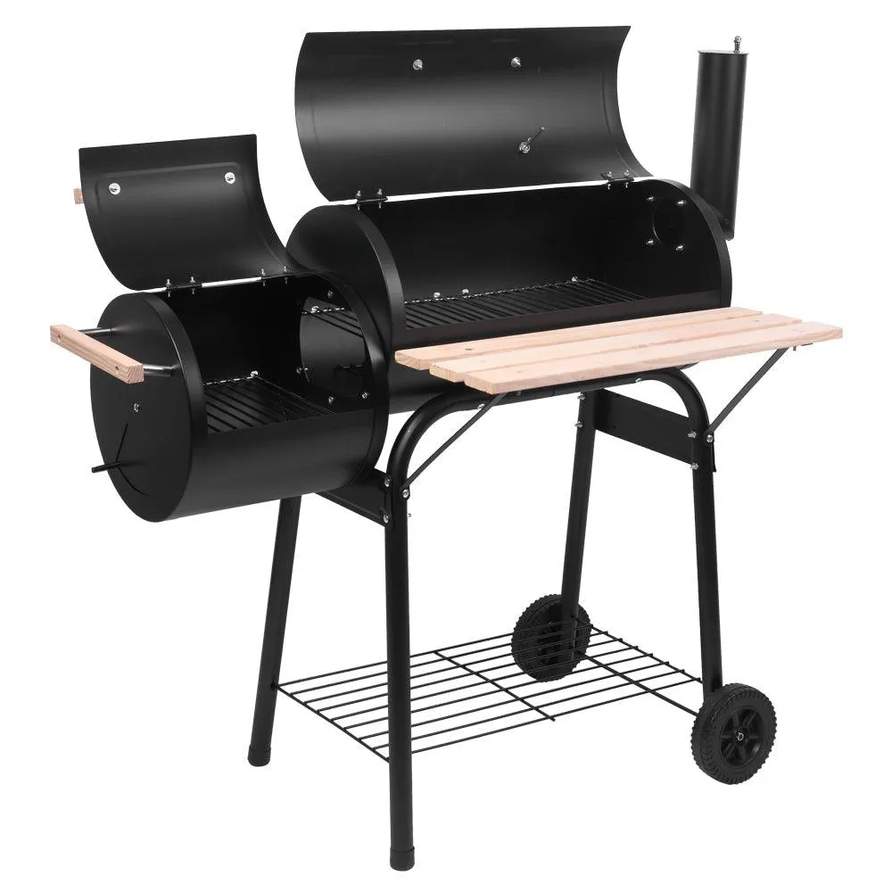 Charcoal Grill, SEGMART 24.4" BBQ Grill Charcoal with Smoker, Portable BBQ Grill with Side Burner, Outdoor Charcoal BBQ Grill with 2 Wheels & Thermometer, Grill for Camping Picnic, Park, Black, H1201, photo 6 of 15