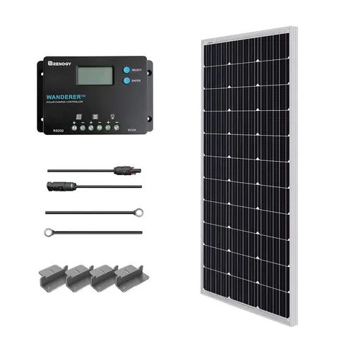 100W 12V Monocrystalline Solar Starter Kit w/Wanderer 10A Charger Controller