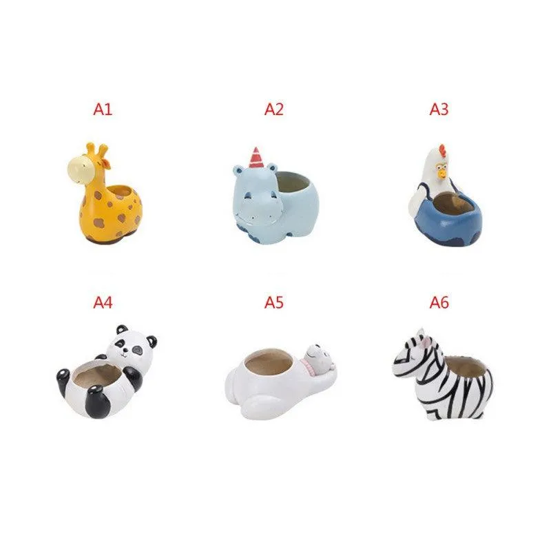 ENJOY Cute Hippo Succulent Pots With Drainage Resin Mini Flower Pot Garden Plants Vase Desk Flower Decoration, photo 5 of 5