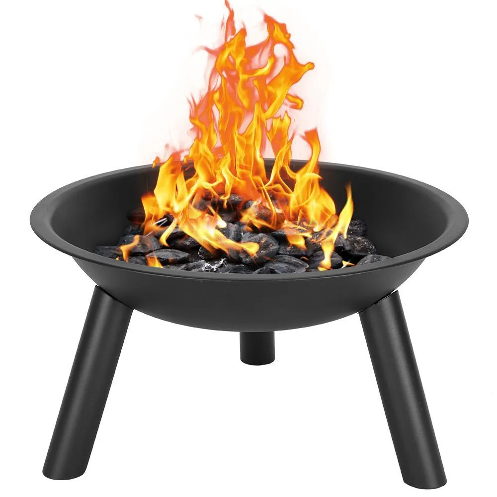 Ktaxon 22-Inch BBQ Grill Portable Wood Burning Fire Pits Iron Backyard Patio Garden Round Fire Pit Cooking Grill, Black, photo 11 of 12