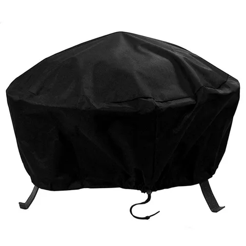 Sunnydaze Fire Pit Cover Round Durable Waterproof 300D Polyester - Black - 36"