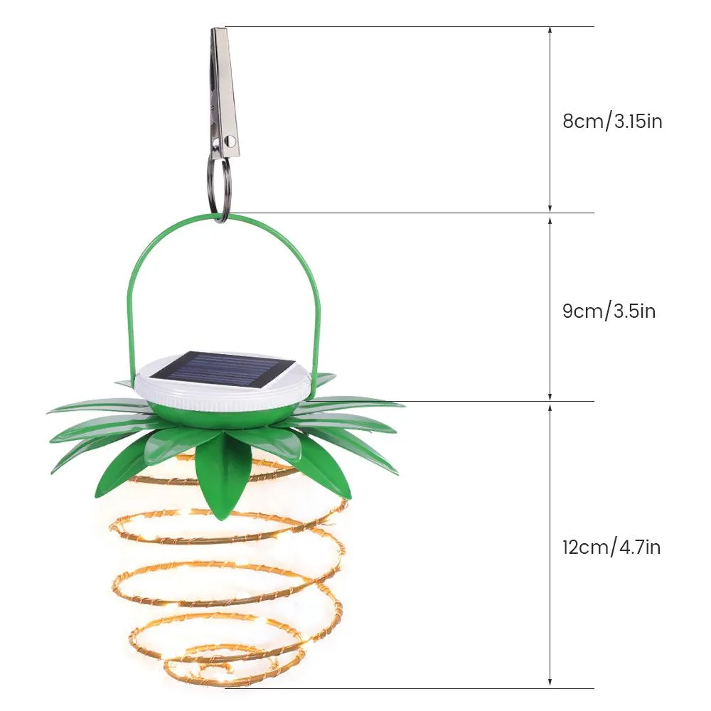 Topchances （2/4/10 Pack）60LED Pineapple Solar Lights Outdoor Hanging Solar Lantern , Waterproof Garden Lights for Patio Landscape Yard Porch Walkway, Warm White, Dusk to Dawn Auto Sensor On Off, photo 4 of 7