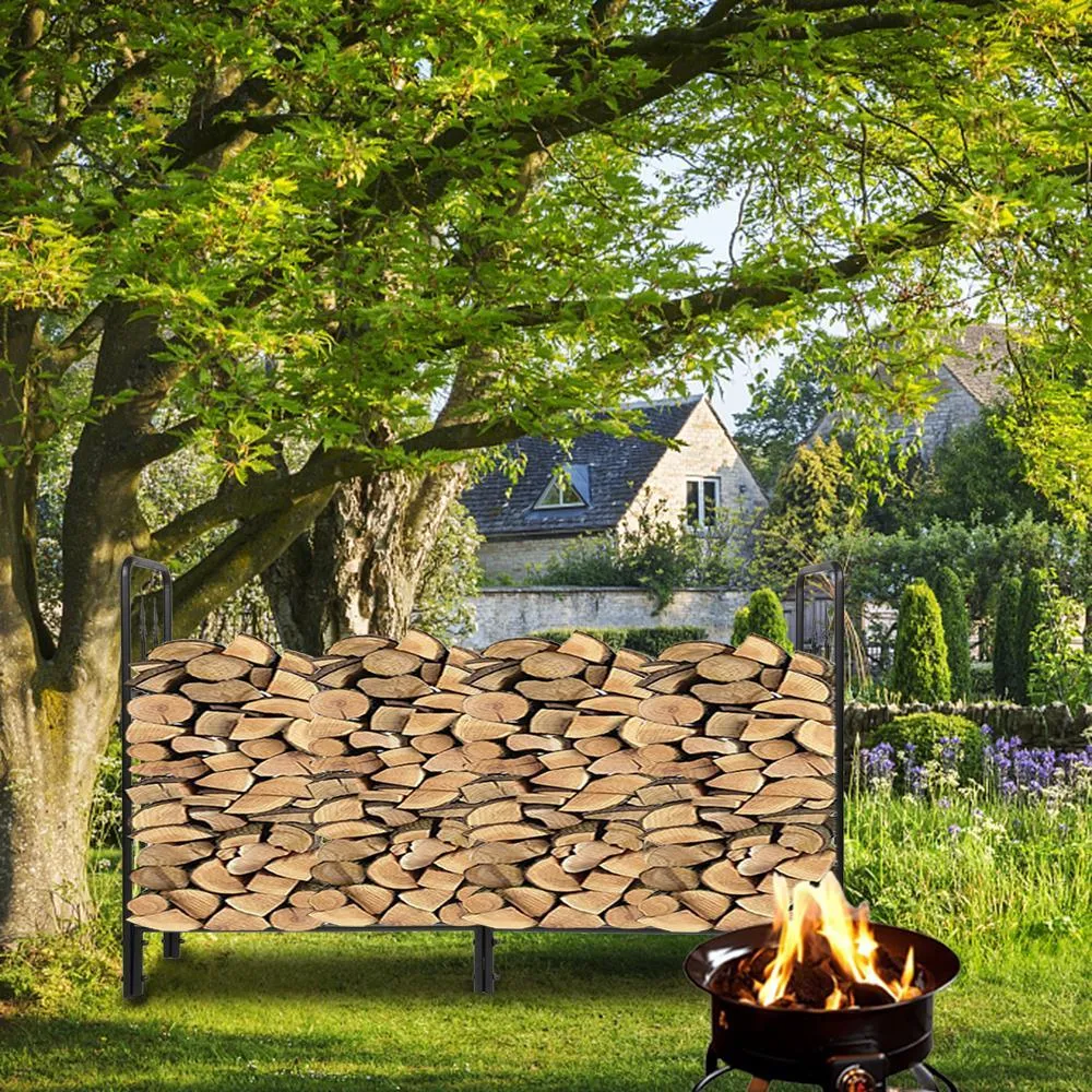 Zimtown Outdoor Firewood Racks Steel Wood Storage Log Rack Holder Black, photo 5 of 7