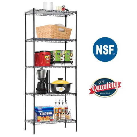 5-Wire Shelving Unit Steel Large Metal Shelf Organizer Garage Storage Shelves Heavy Duty NSF Commercial Grade Utility Storage Metal Layer Rack For Garage Kitchen Office 14 × 24 × 60 in,Black