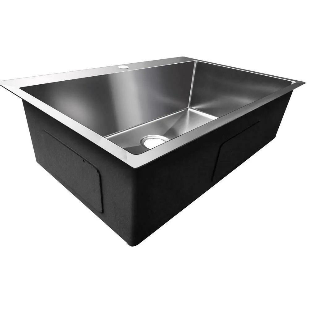 Ktaxon 33-inch (33" x 22" x 9") Drop-In Top Mount Kitchen Sink 16 Gauge Deluxe Handmade Stainless Steel Topmount Drop-In Single Bowl Kitchen Sink, photo 3 of 7
