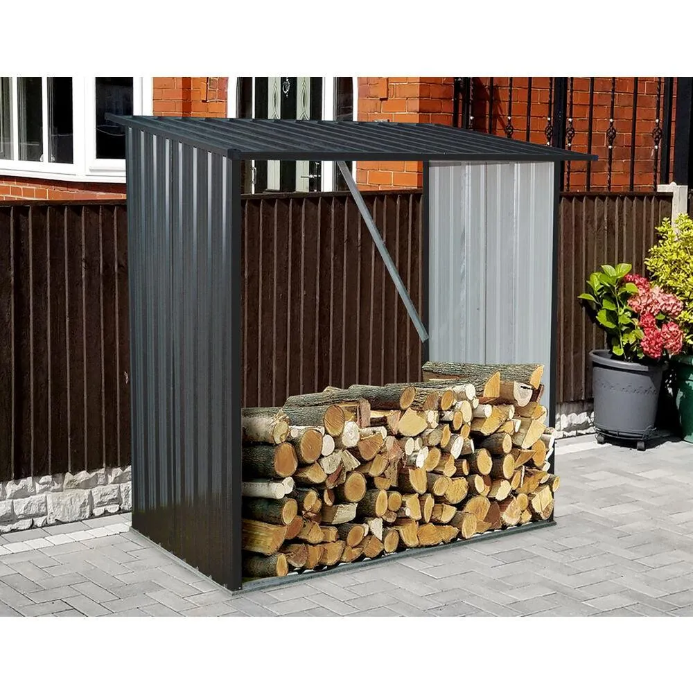 Hanover Indoor/Outdoor Galvanized Steel Firewood Storage Rack Holds up to 55 CU. FT. of Stacked Firewood, photo 7 of 9