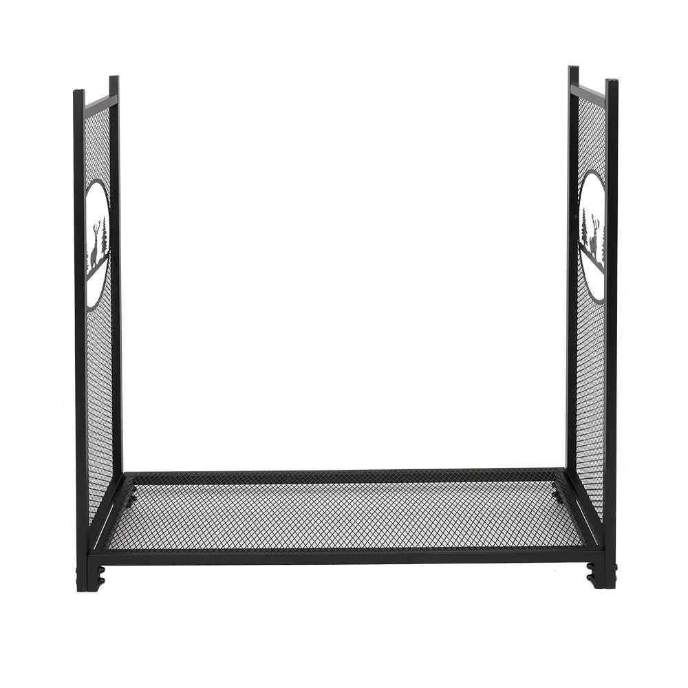 Zimtown Firewood Holder Small Decorative Indoor/Outdoor Firewood Racks Fireside Log Rack, Black, photo 2 of 7