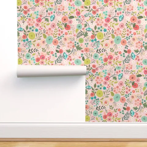 Peel-and-Stick Removable Wallpaper Modern Floral Flowers Garden Spring Blooms