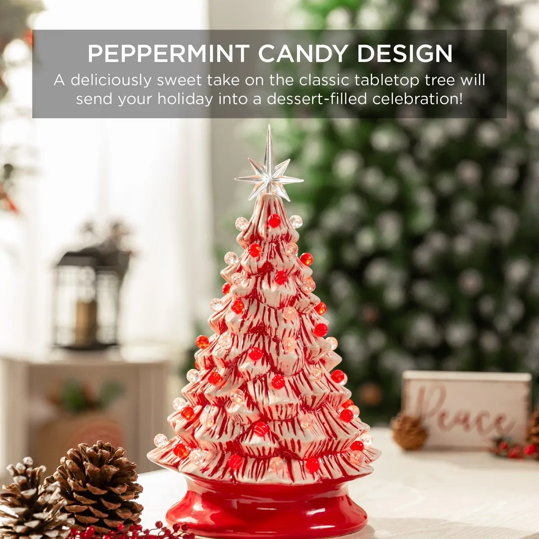 Best Choice Products 15in Pre-lit Ceramic Christmas Tree w/ Cord, Hand-Painted  Decoration - Peppermint Candy Cane, photo 2 of 7