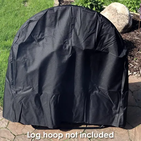 Sunnydaze Log Hoop Cover for Firewood Polyester with PVC Backing - Black - 24"
