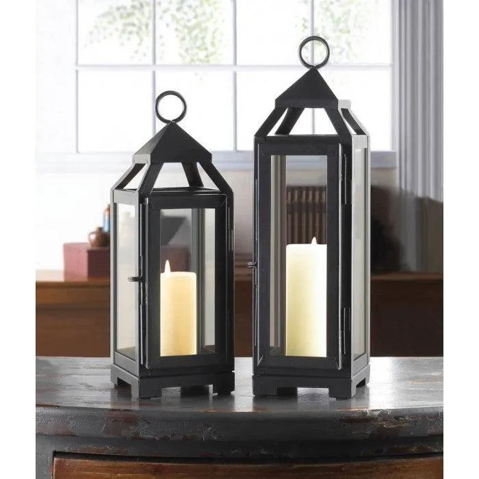 Gallery of Light Patio Candle Lanterns, Decorative Outdoor Small Slate Black Metal Candle Lantern, photo 3 of 5