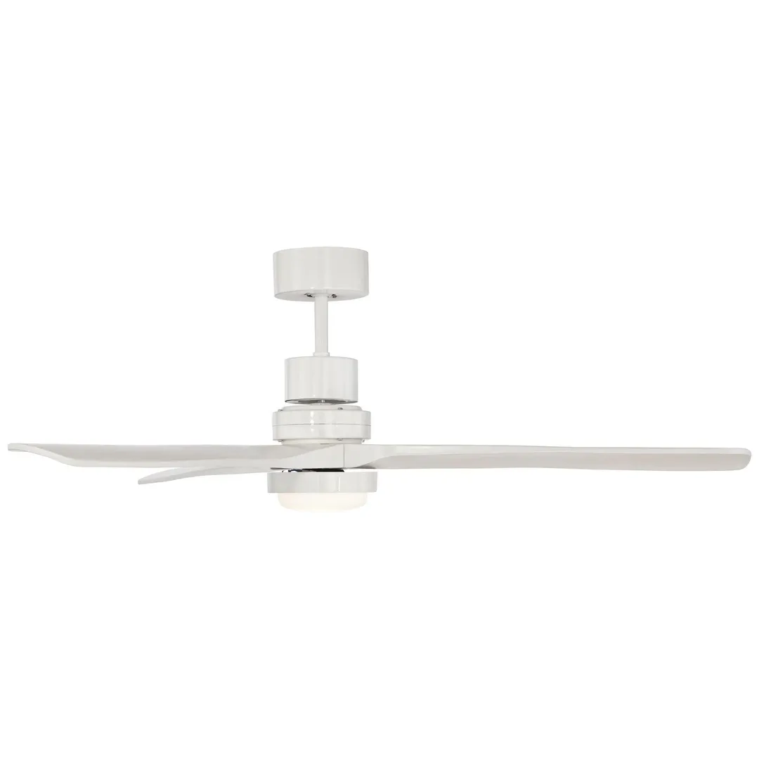 Casa Vieja 52" Casa Vieja Modern Outdoor Ceiling Fan with Light LED Delta-Wing White Wood Opal Glass Damp Rated for Patio Porch, photo 7 of 8