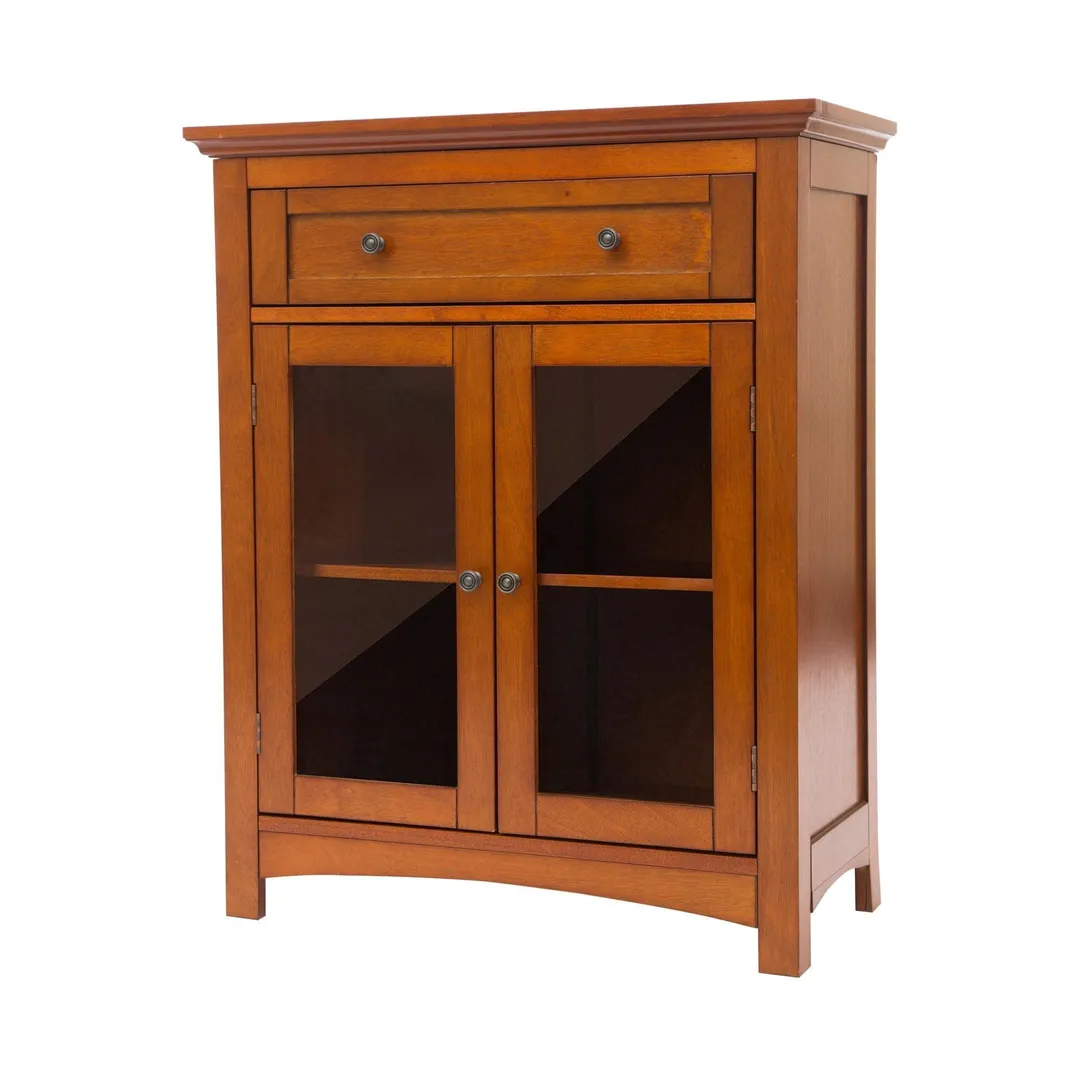 Glitzhome 32"H Wooden Shelved Floor Storage Cabinet with 1 Drawer and Double Doors, photo 2 of 4