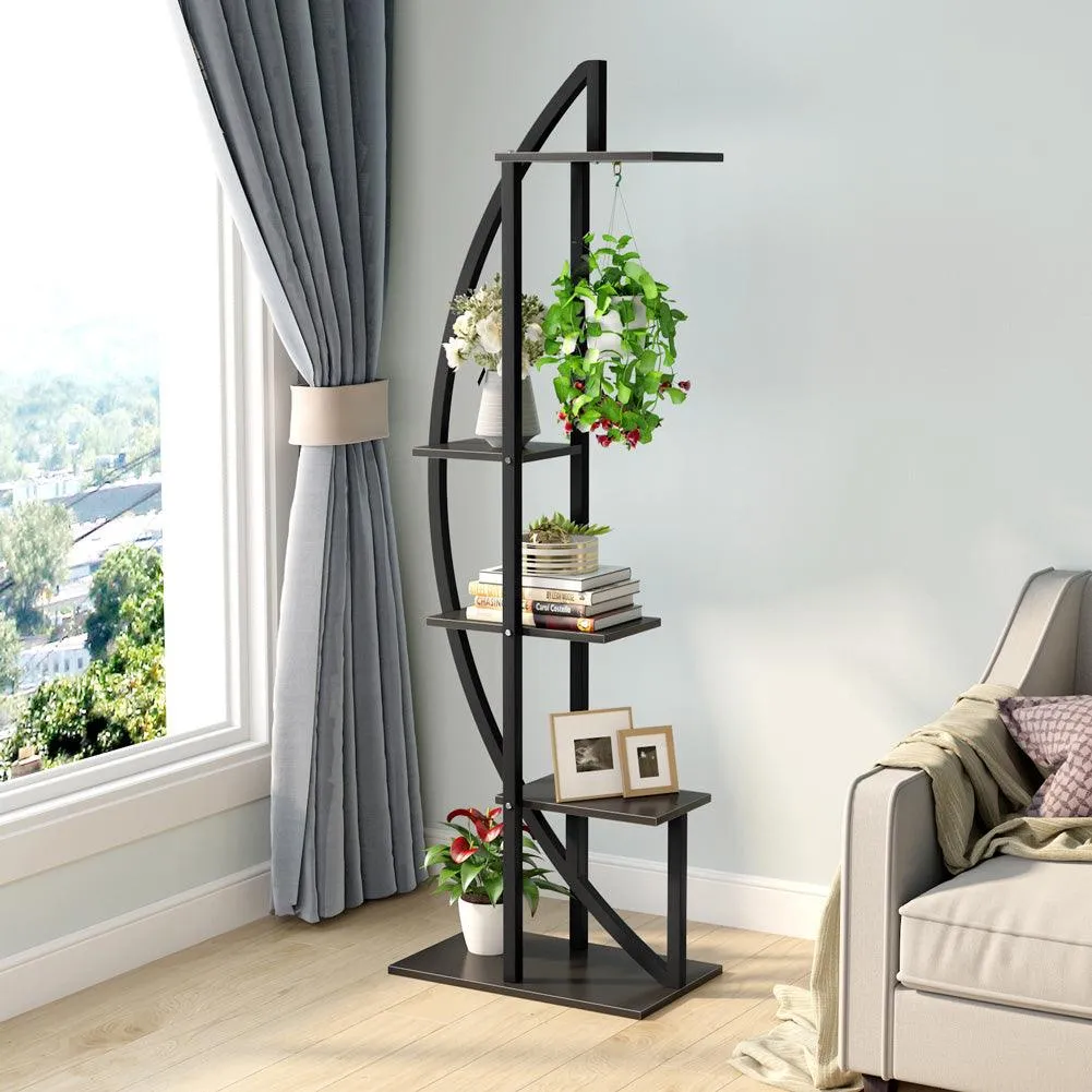 Tribesigns 5-Tier Plant Stand Pack of 2, Multi-Purpose Curved Display Shelf Bonsai Flower Plant Stand Rack for Garden, Patio, or Balcony, Indoor and Outdoor Use, photo 4 of 9