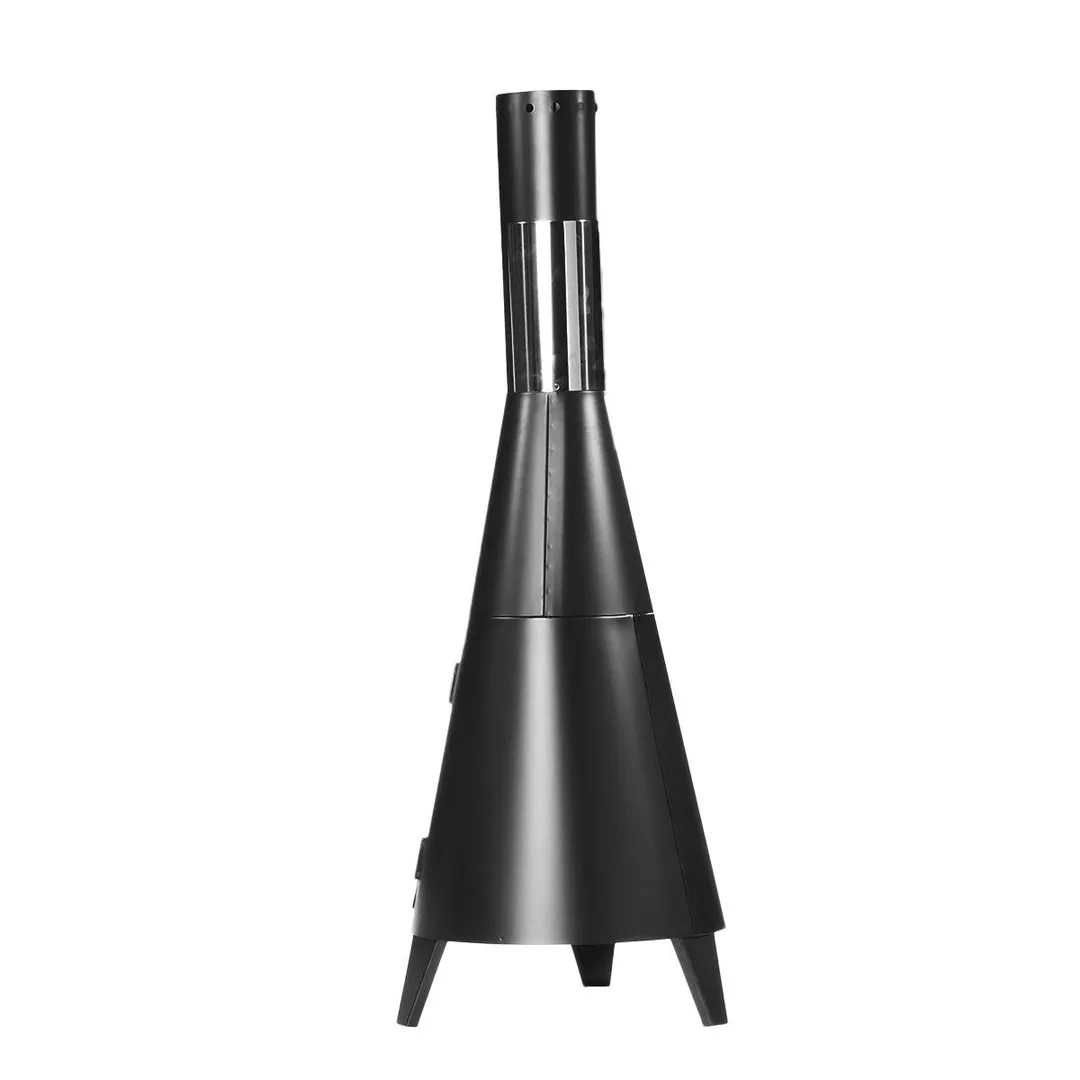 KUDOSALE 45 Inch Outdoor Chiminea Wood-burning Fire Pit Freestanding Fireplace Heater Chiminea Fireplace Heater Stove Wood Charcoal Burning Fire Pit with Fire Poker For Home Backyard Patio, photo 6 of 13