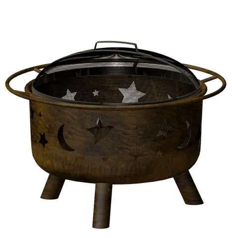 Landmann 28352 Big Sky Antique Bronze Finish Night Sky Wood Burning Fire Pit